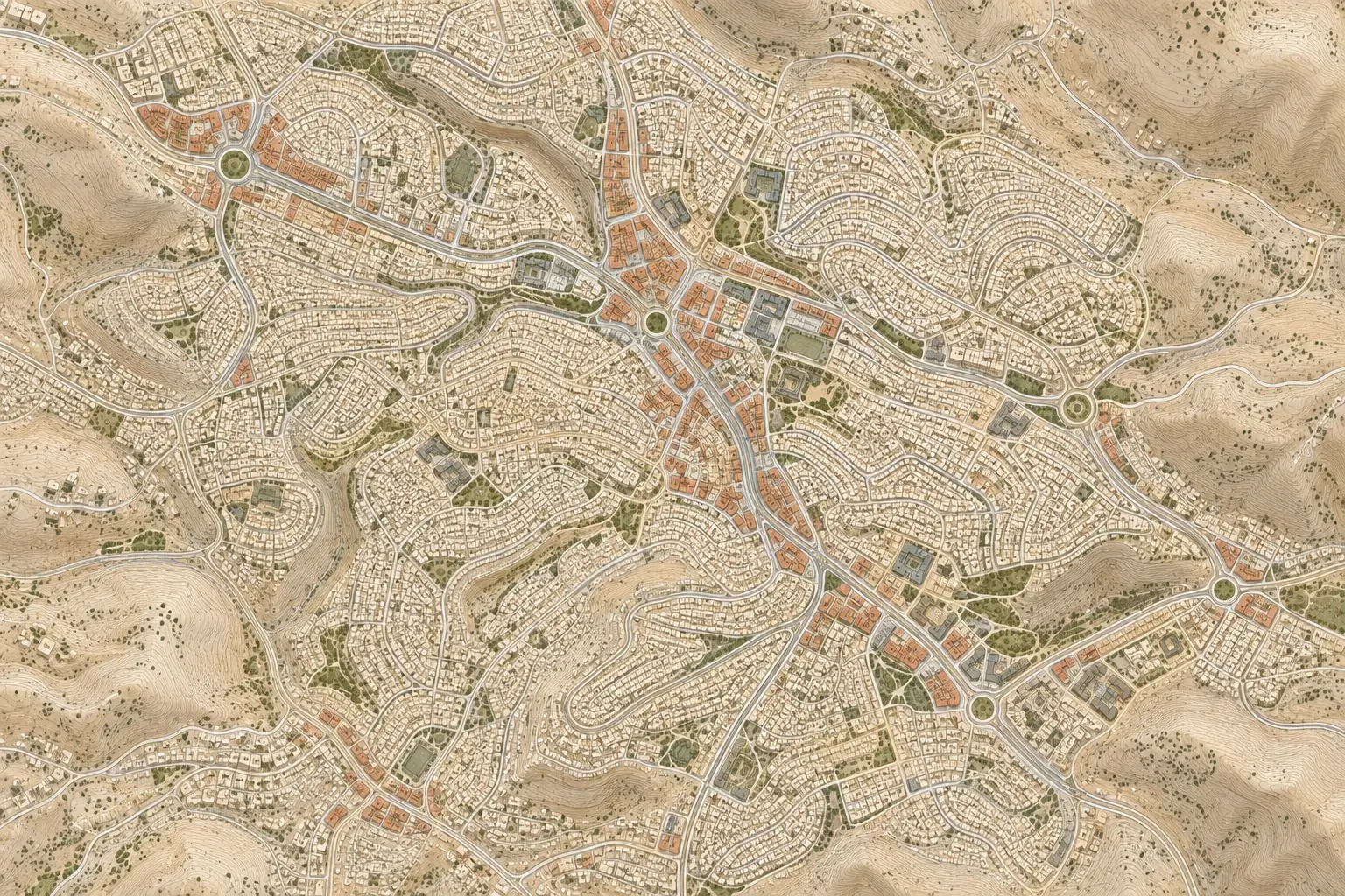 Land-use map inspired by Amman’s hills and neighborhoods